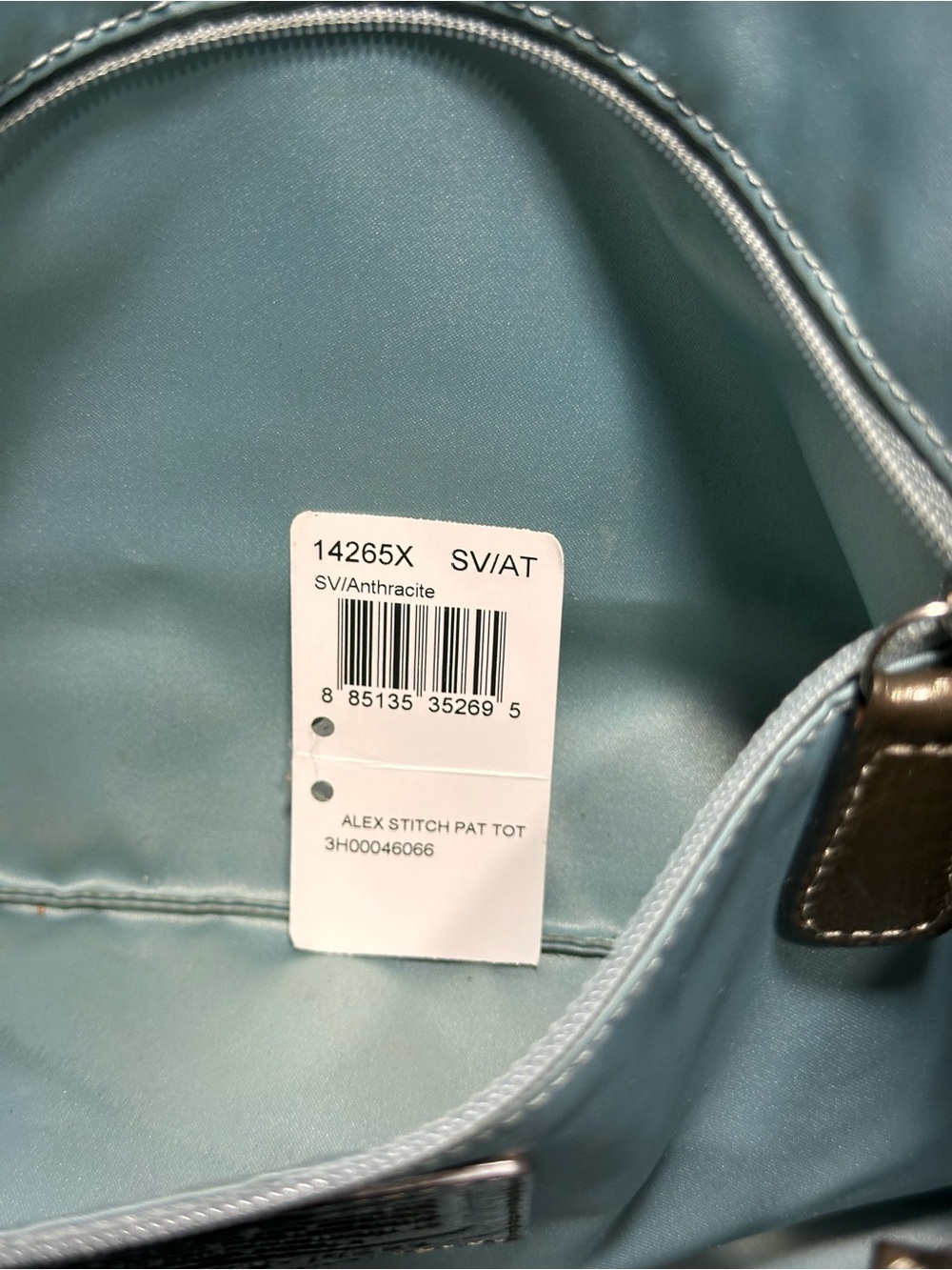 Coach Alex Stitched Patent Tote in a metallic Ollive Green color - Picture 11 of 13